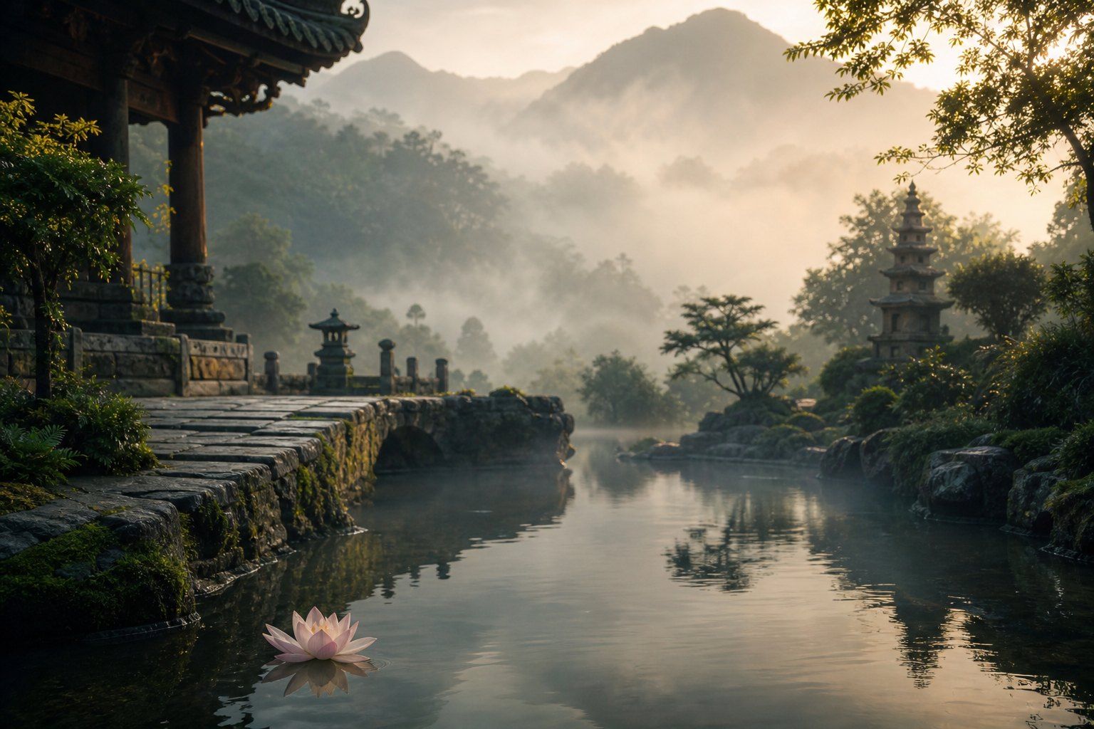Ambiance zen évoquant le jade et le Feng Shui