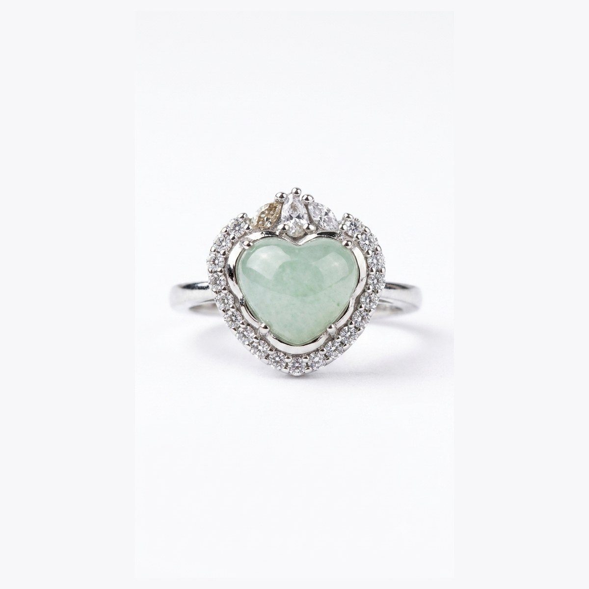 Bague Amour éternel — Jade vert, taille cœur