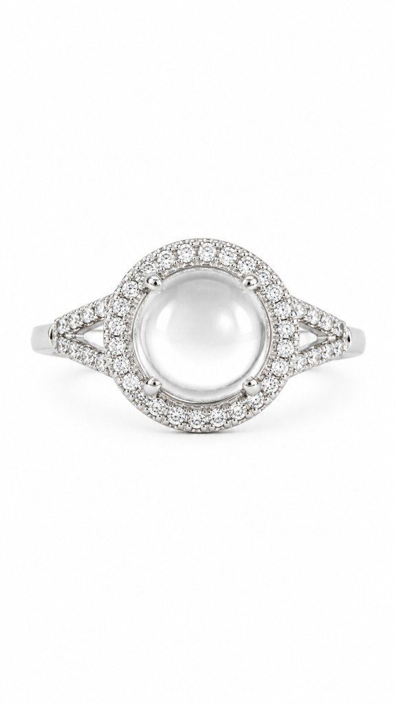 Bague Auréole blanche — Jade blanc