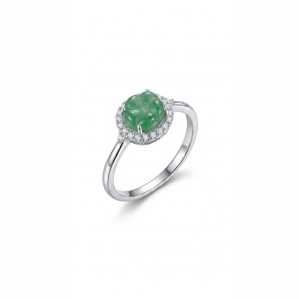 Bague Fleur de jade — Jade véritable sculpté
