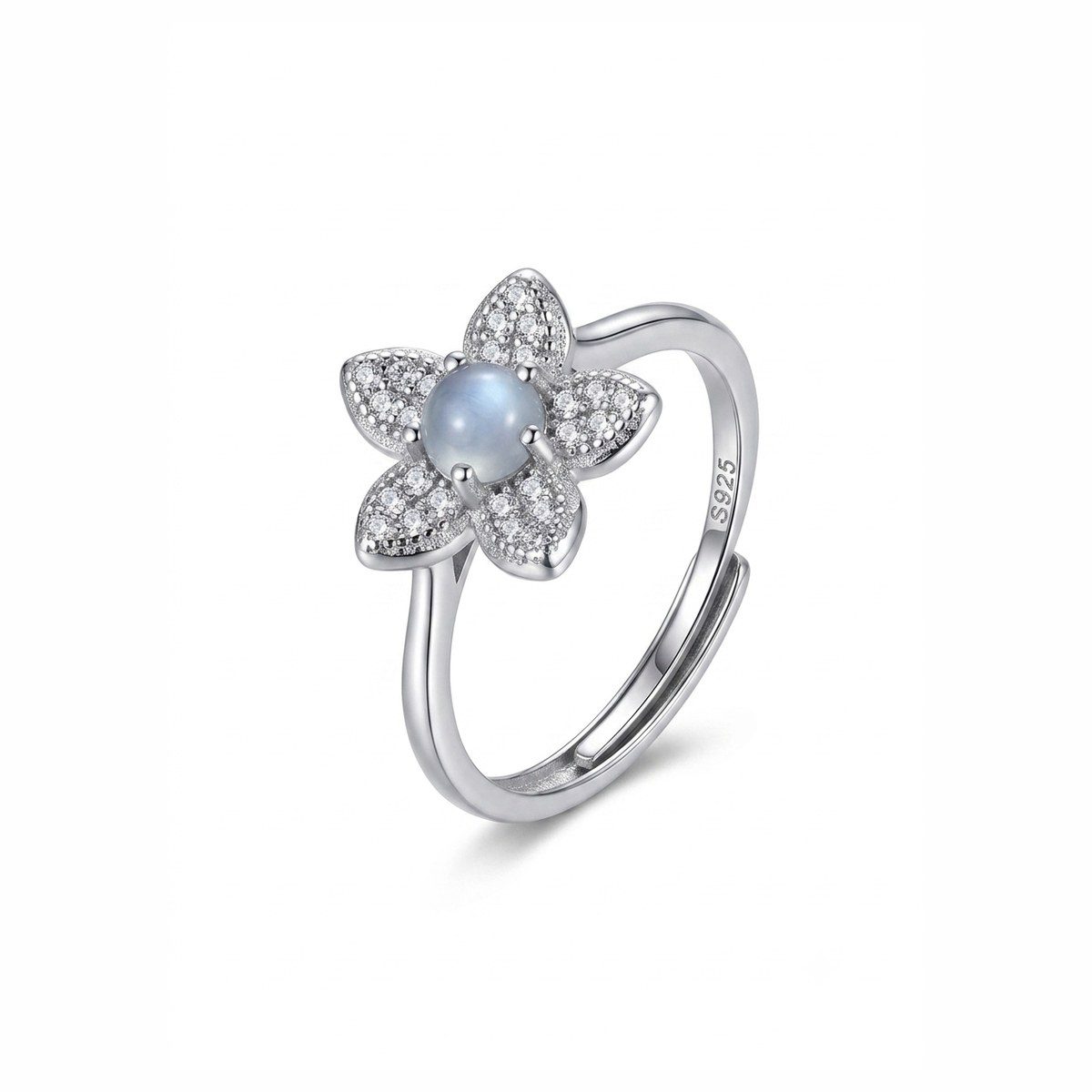 Bague Fleur éternelle — Jade blanc