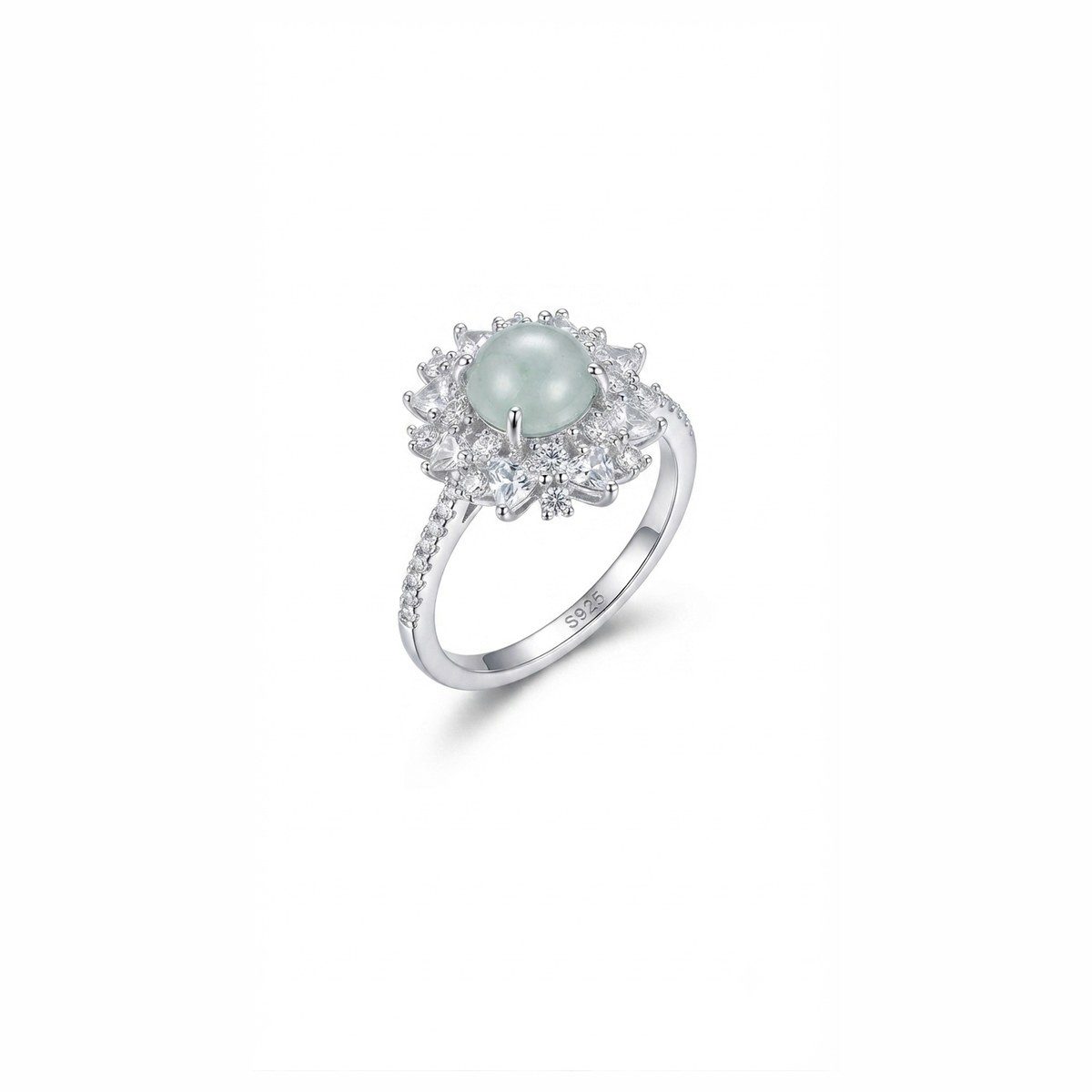 Bague Lotus précieux — Jade vert