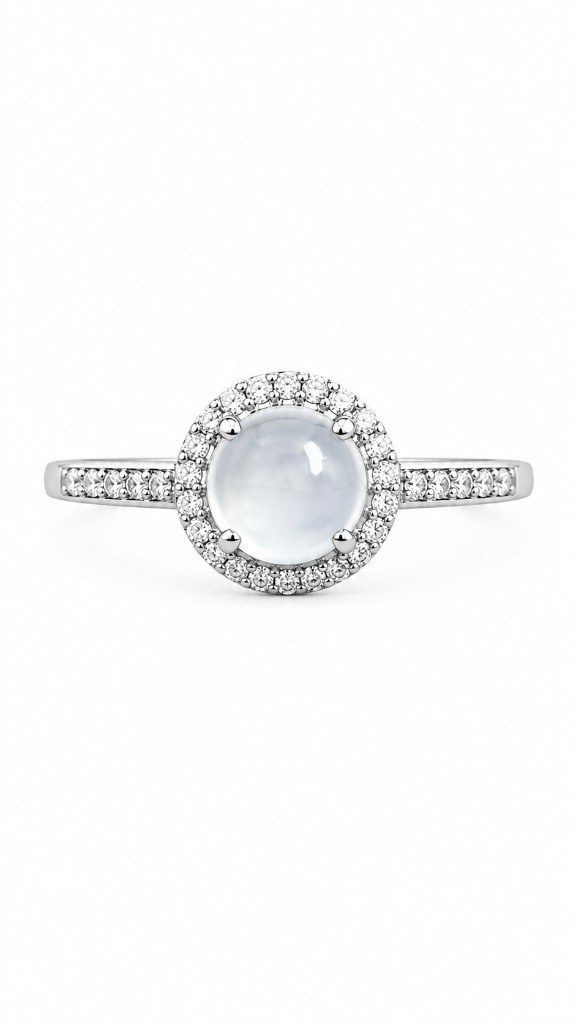 Bague Lueur nacrée — Jade blanc