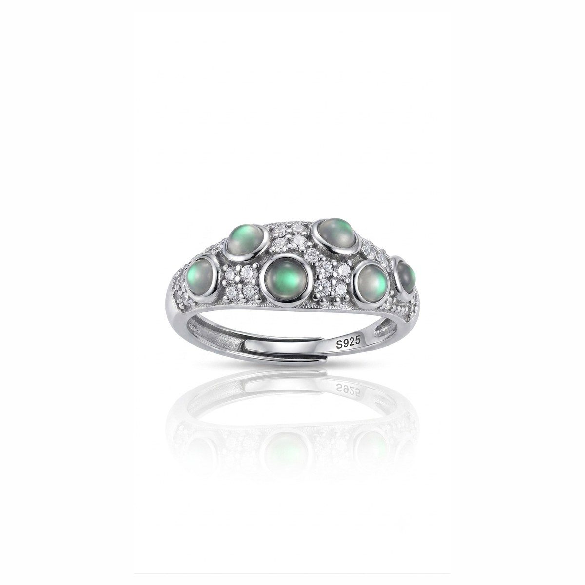 Bague Planétarium — Jade vert (cabochons)