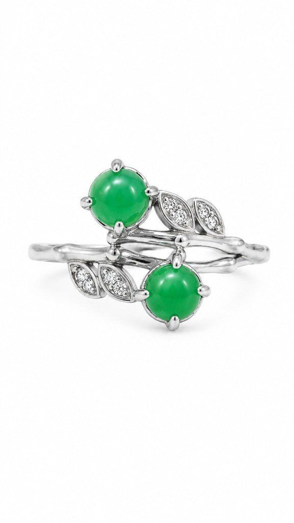 Bague Rameau de jade — Jade vert (cabochons)