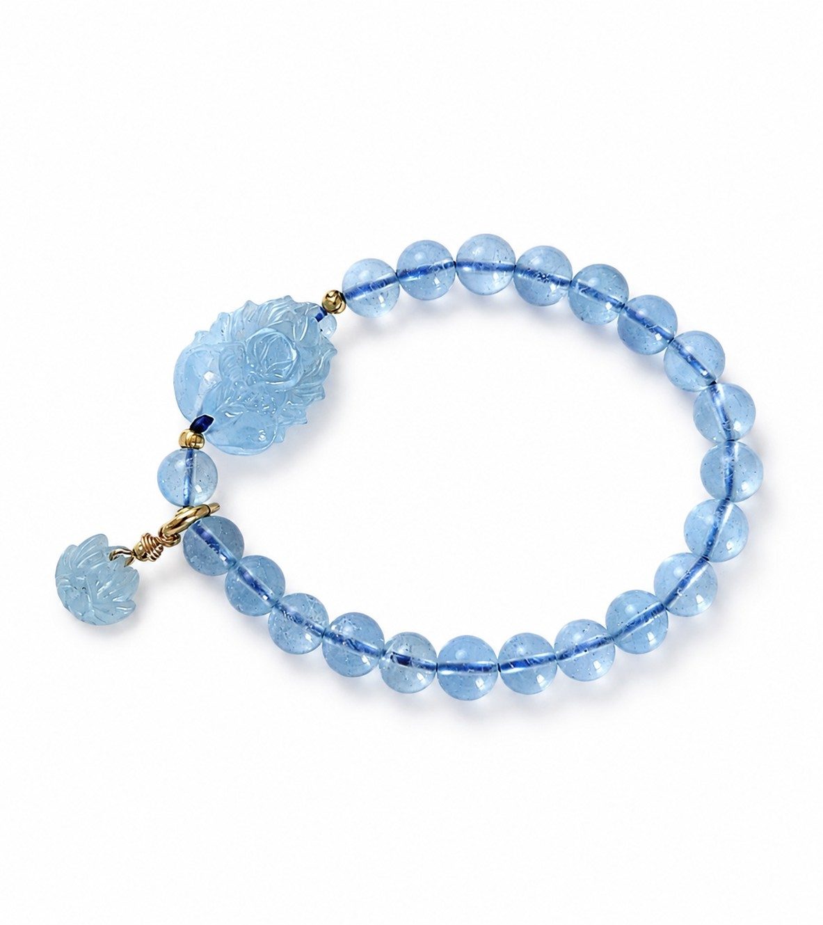 Bracelet Renard d’azur — Aigue-marine, renard sculpté