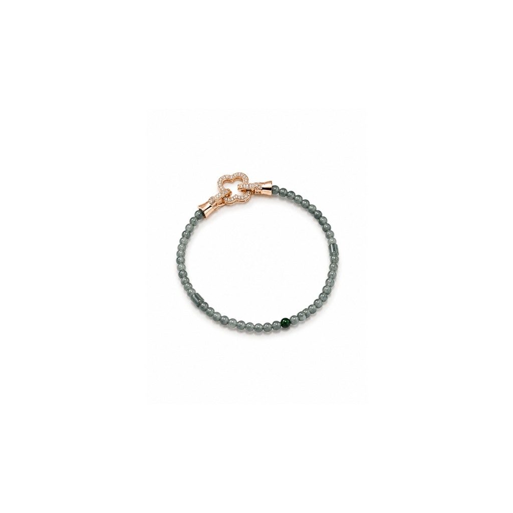 Bracelet Trèfle de brume — Jade gris-vert & jade impérial