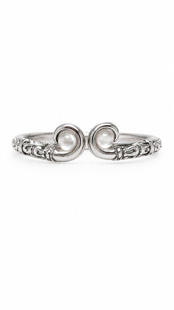 Bague Volutes de perles — Perles blanches
